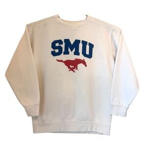 SMU Mustangs Sweatshirt Y2K Medium Ivory Crew Neck Pullover Comfort Colors READ